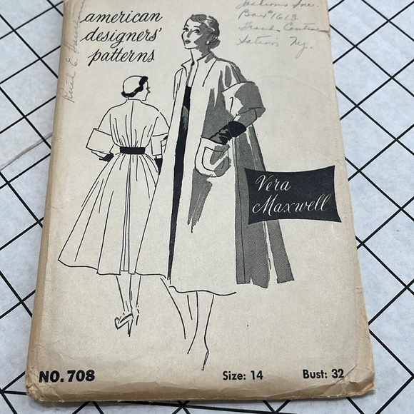 Vintage American Designers, Vera Maxwell, sewing pattern 708, bust 32, ca 1950s - Picture 2 of 5